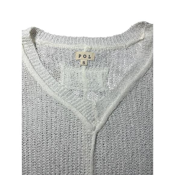 POL White Cable Knit V-Neck- Sweater S Oversized Fit-NWOT - Picture 4 of 6